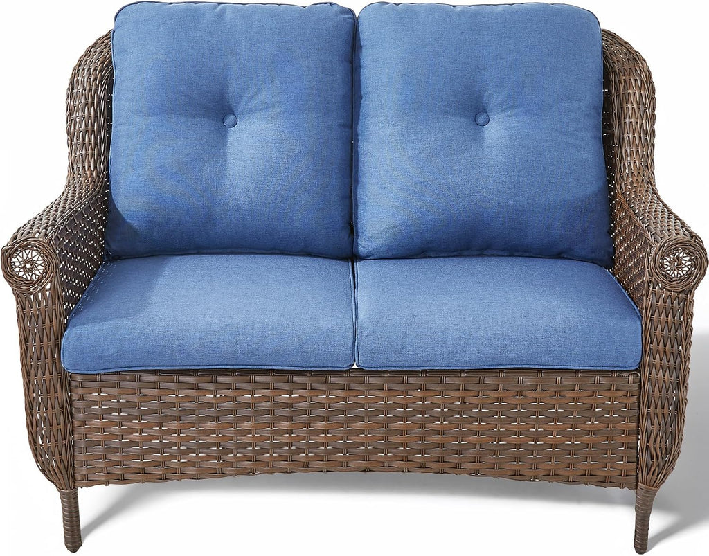 Brown Wicker Patio Loveseat