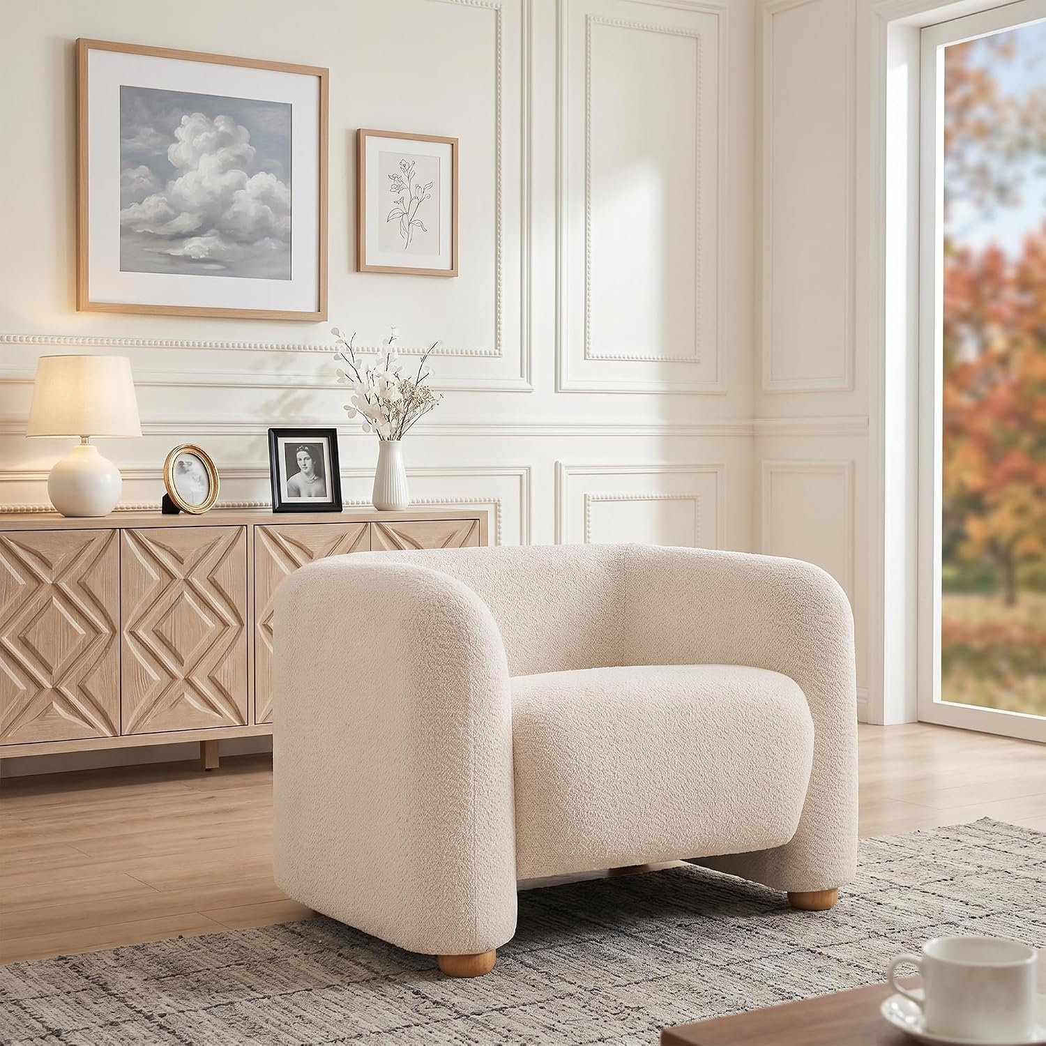 Khaki 40" Oversized Barrel Accent Chair
