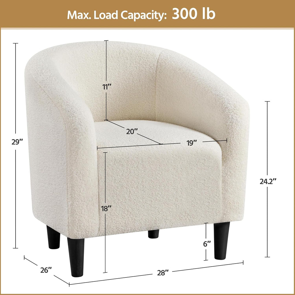 Ivory Sherpa Boucle Barrel Club Chair