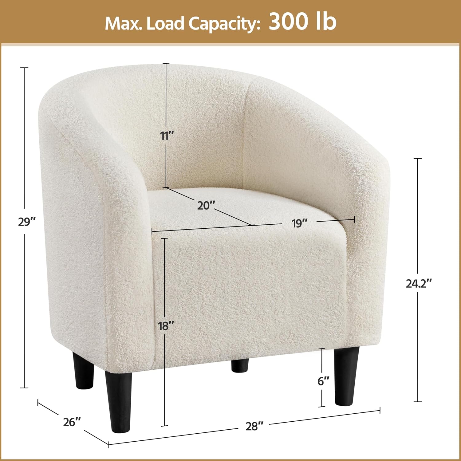 Ivory Sherpa Boucle Barrel Club Chair