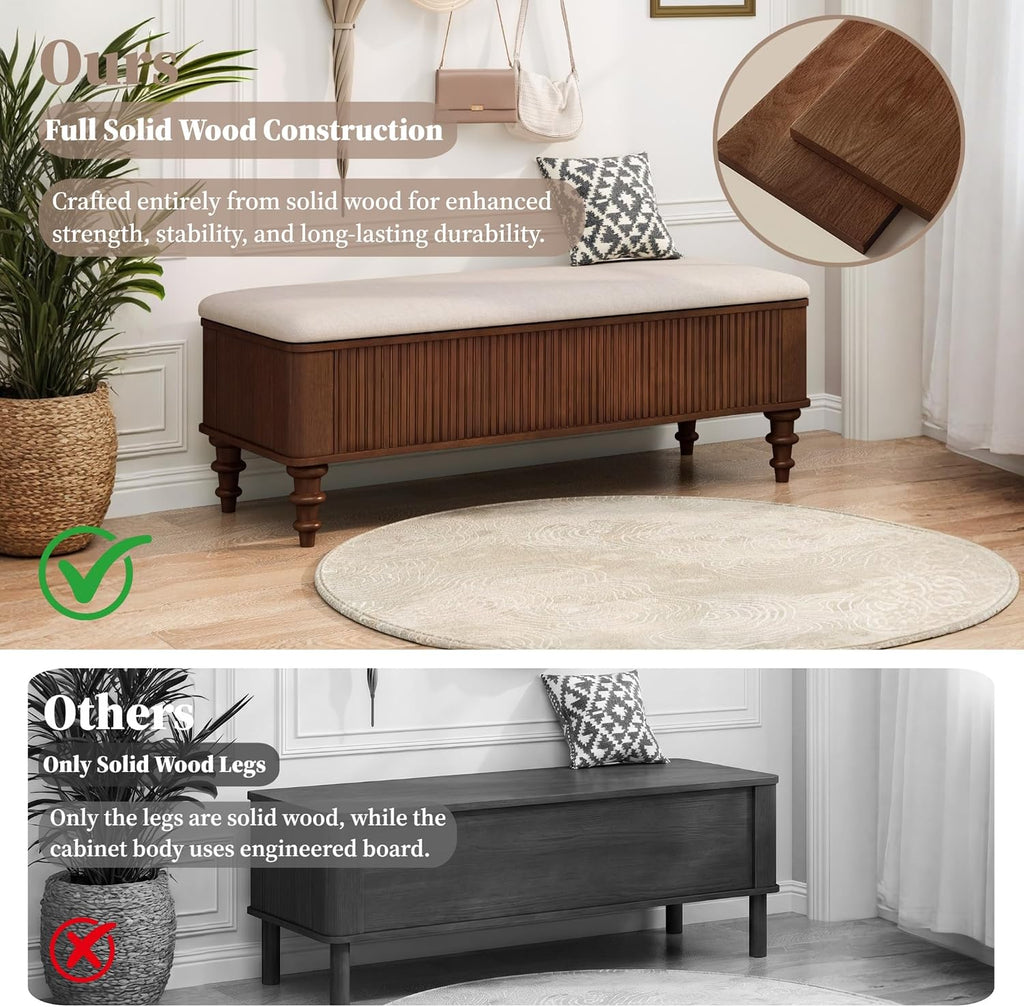 Walnut 50.8" Wood Storage Bench