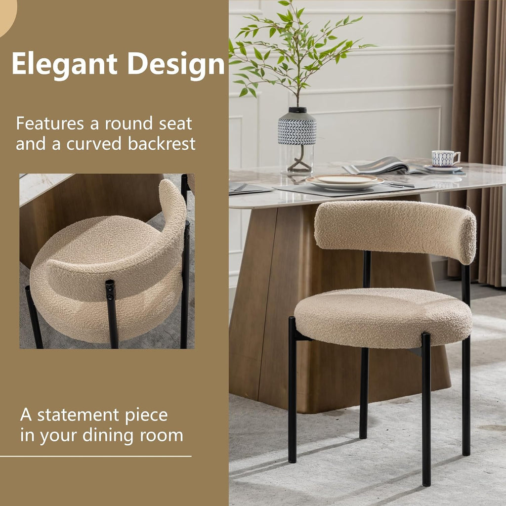 Set of 4 Beige Mid-Century Dining Chairs