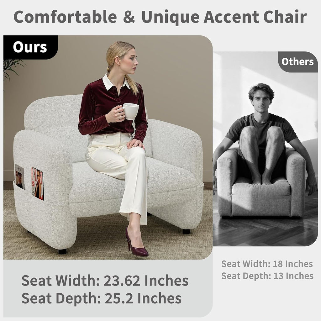 Beige Oversized Sherpa Accent Chair