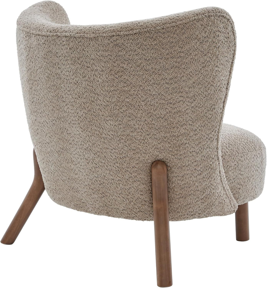 Brown Boucle Aurora Wingback Accent Chair
