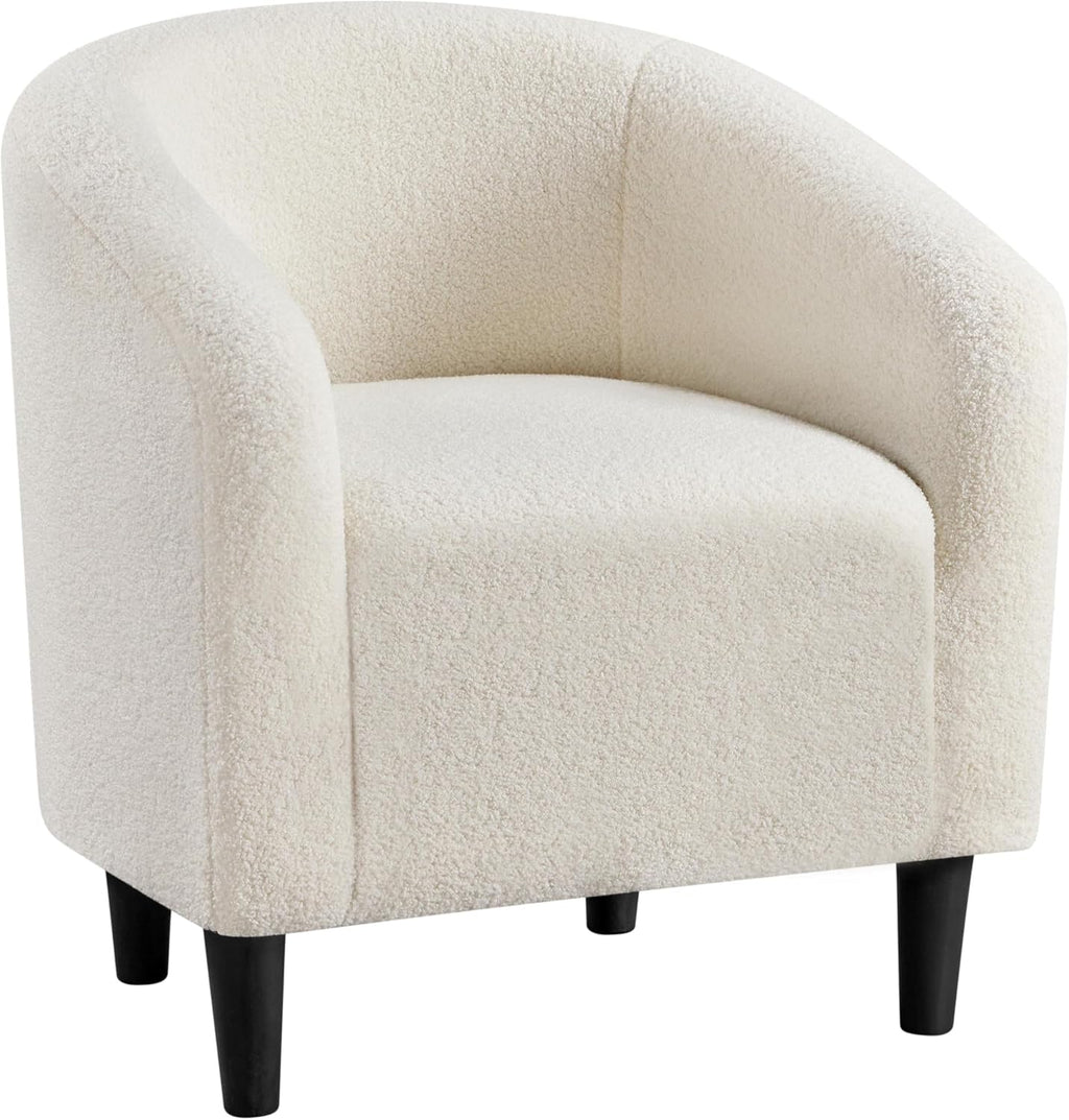Ivory Sherpa Boucle Barrel Club Chair