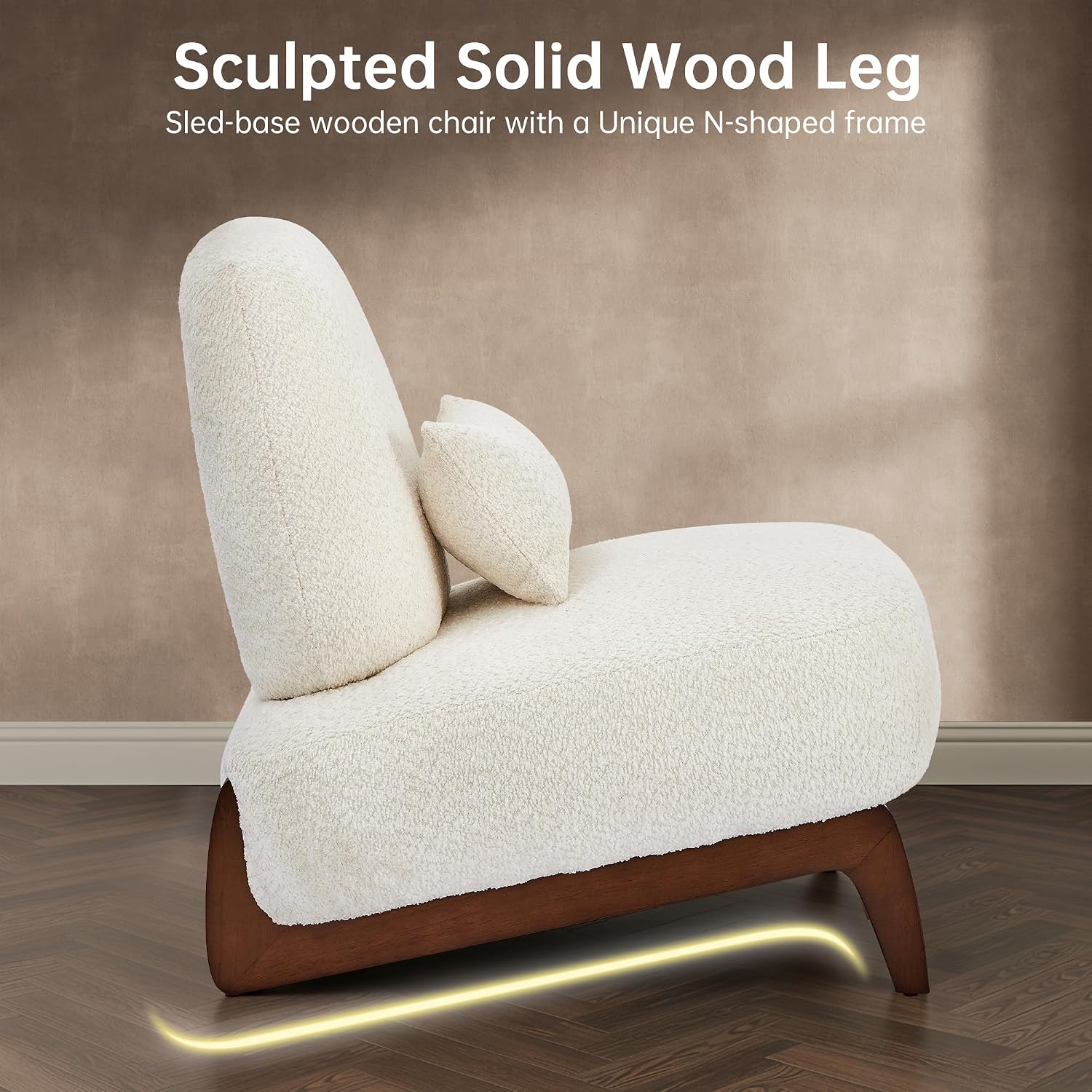 Beige Morden Fort Boucle Armless Accent Chair