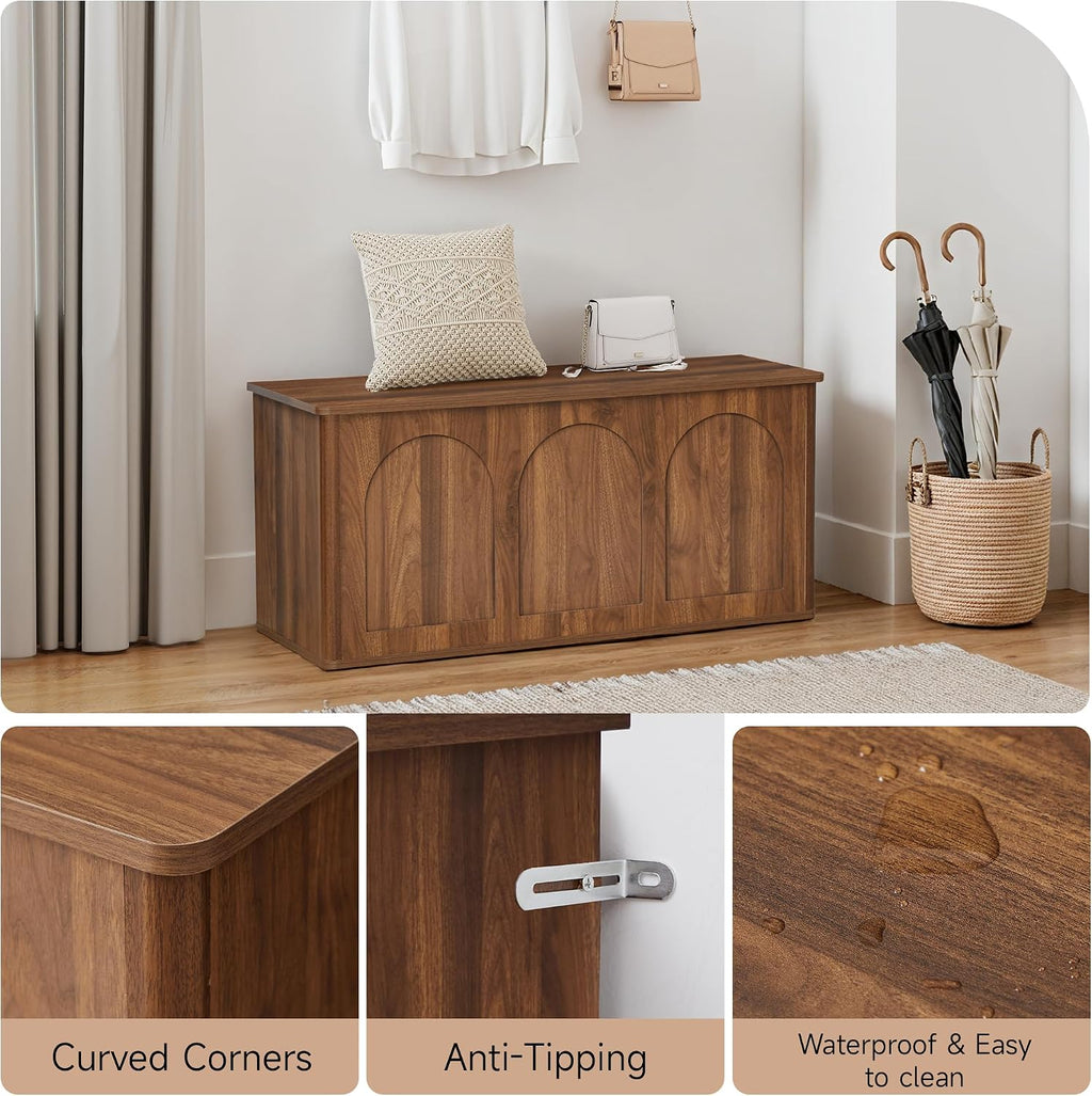 Walnut 43" Wood Storage Chest