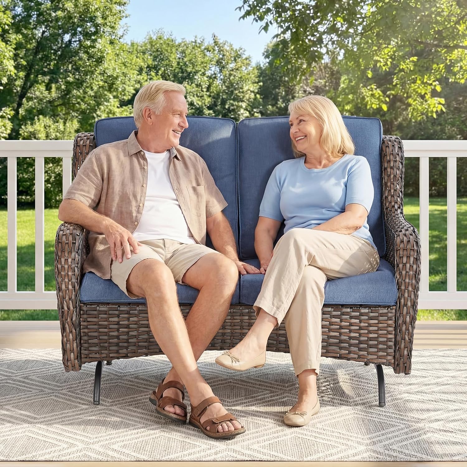 Brown Wicker Patio Loveseat