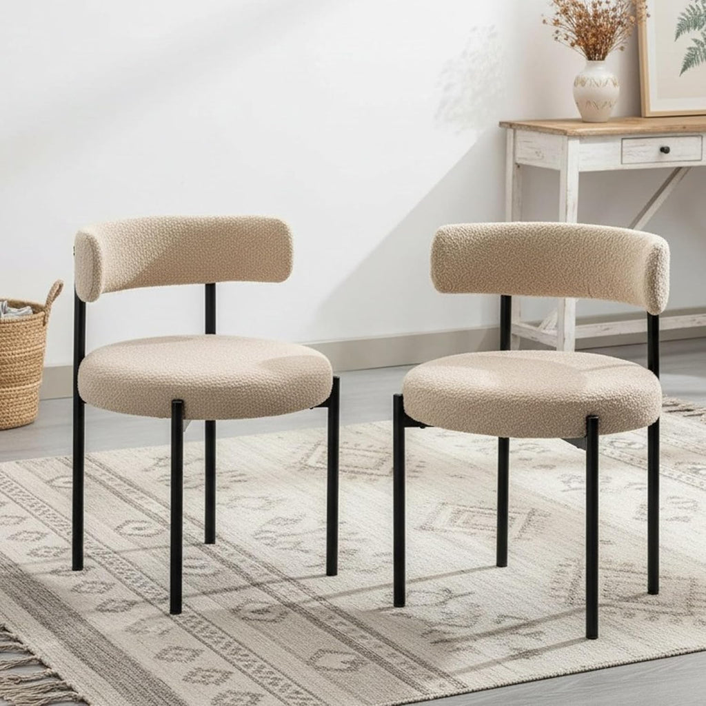 Set of 4 Beige Mid-Century Dining Chairs
