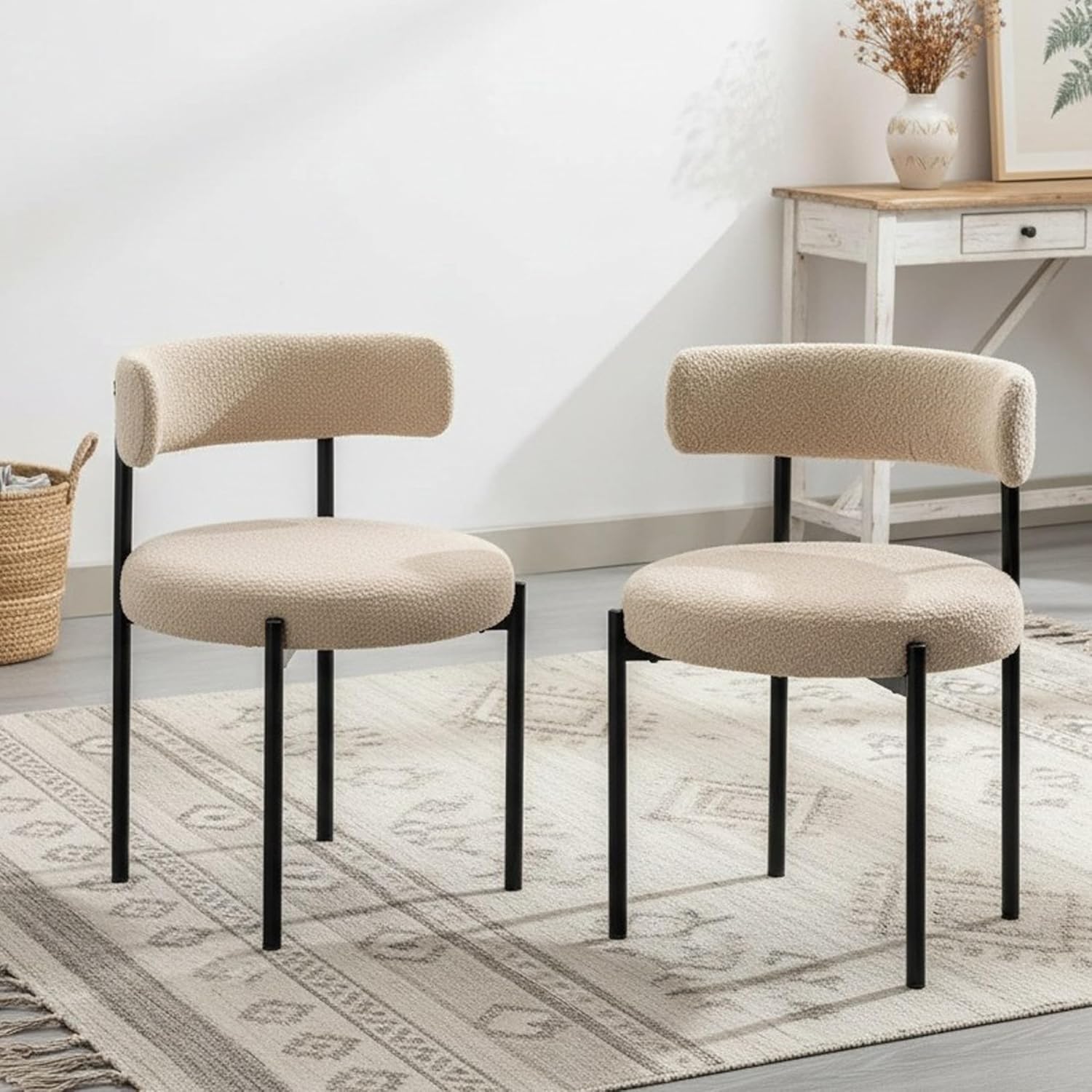 Set of 4 Beige Mid-Century Dining Chairs