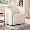 Cream White Sherpa Teddy Storage Swivel Barrel Chair