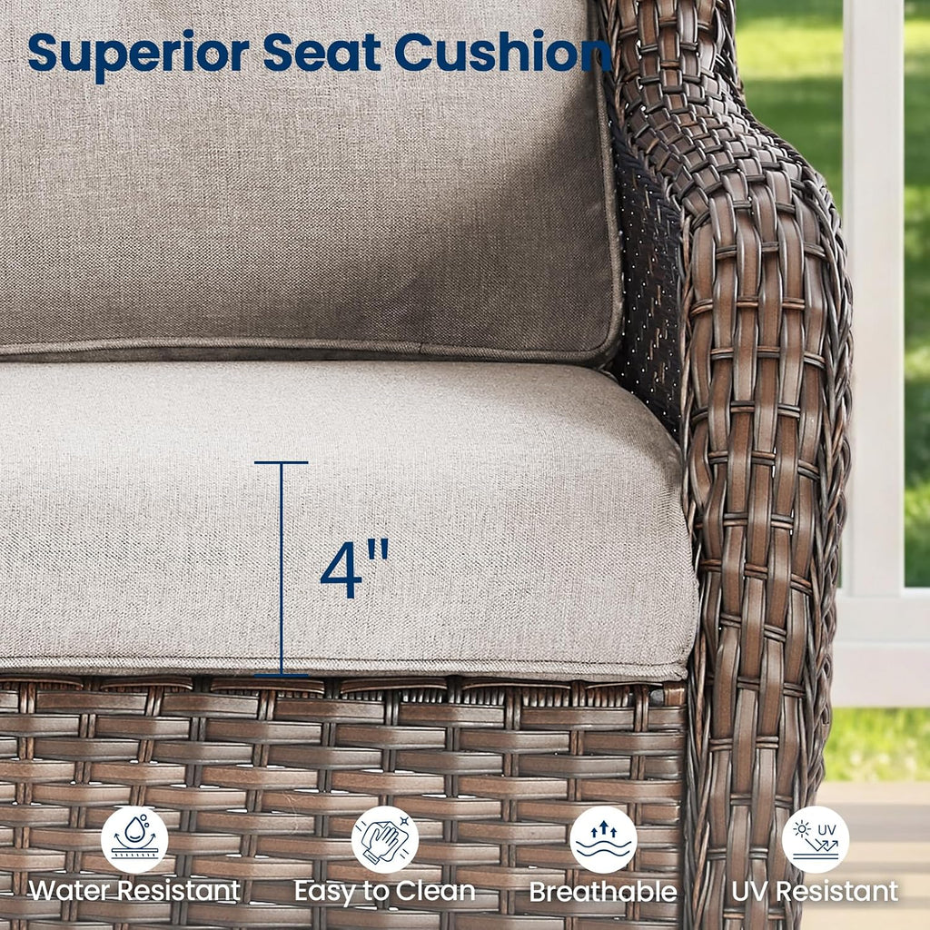 Brown Wicker Patio Loveseat Sofa