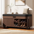 Walnut 43.3" Fluted Shoe Bench