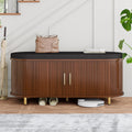Walnut 43.3" Fluted Shoe Bench