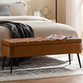 Brown Leather Storage Ottoman Bench