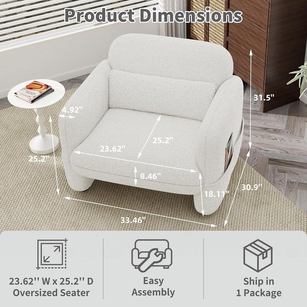 Beige Oversized Sherpa Accent Chair