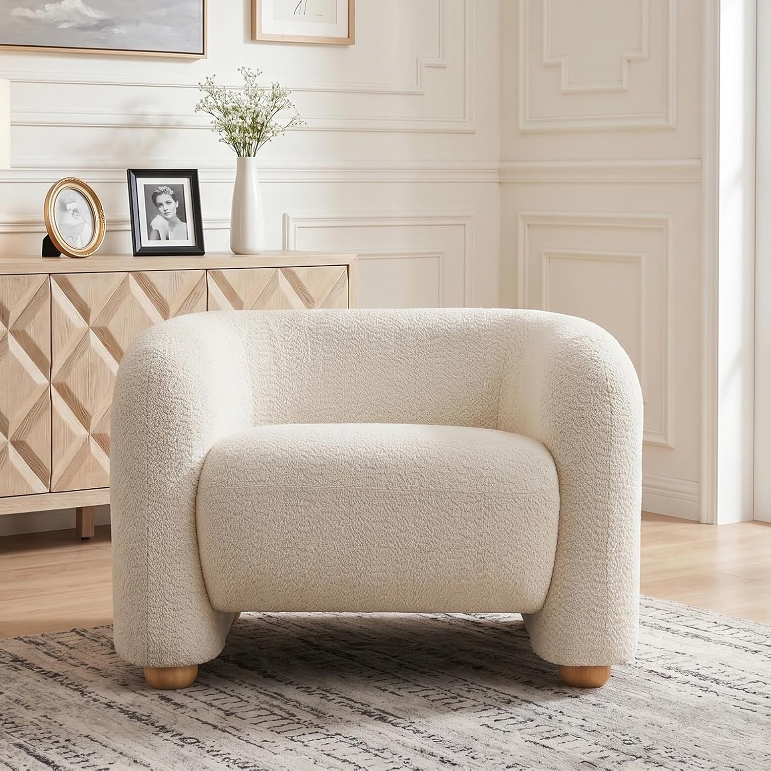 Khaki 40" Oversized Barrel Accent Chair