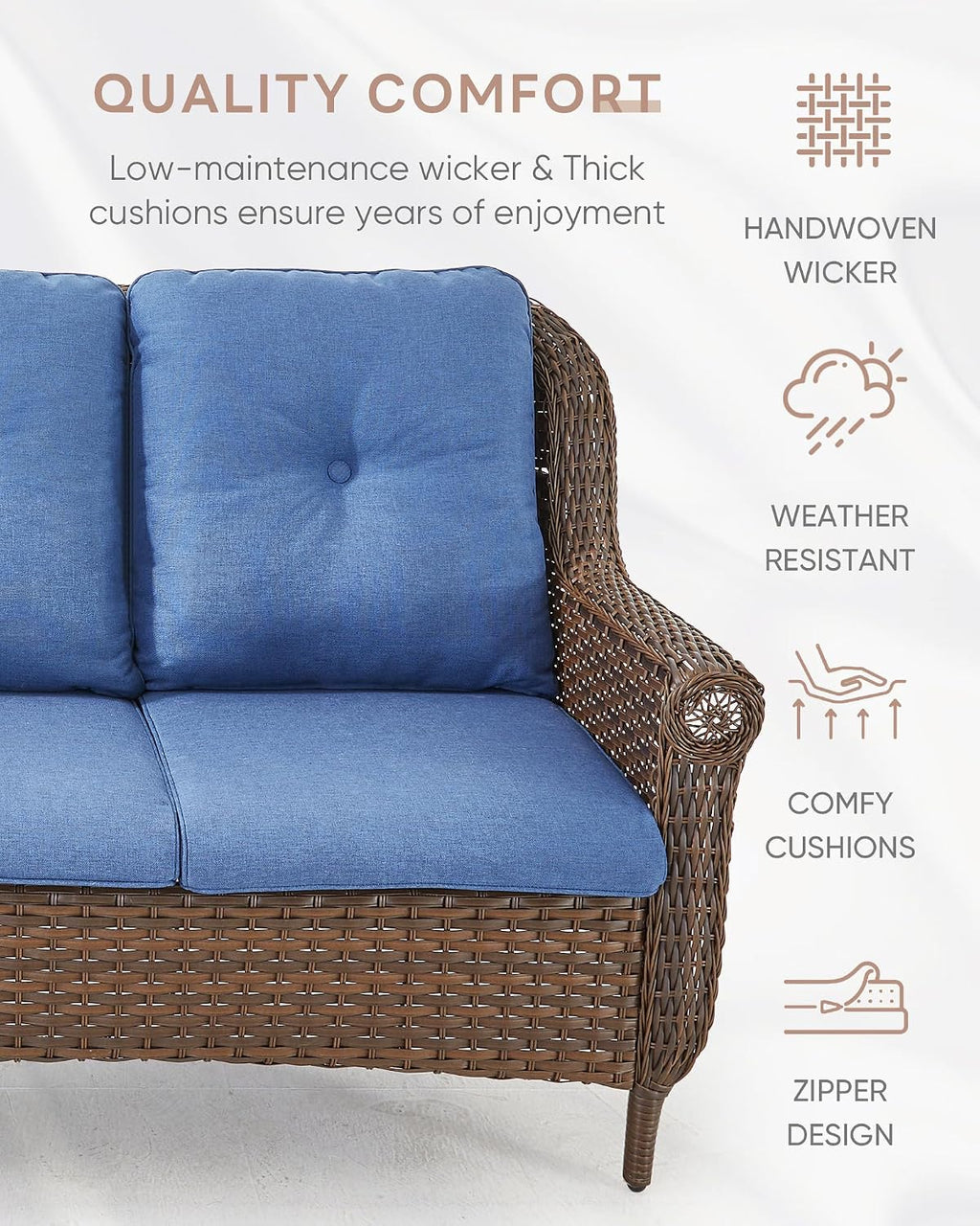 Brown Wicker Patio Loveseat