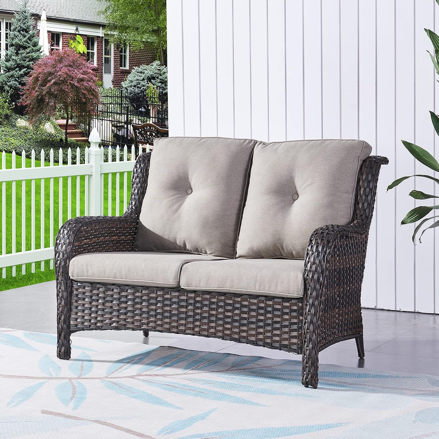 Heavy Duty Wicker Patio Loveseat