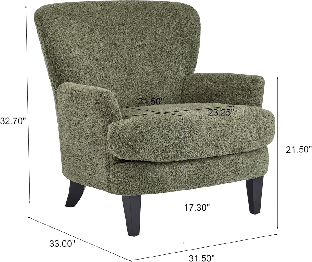 Olive Green Boucle Colby Club Chair