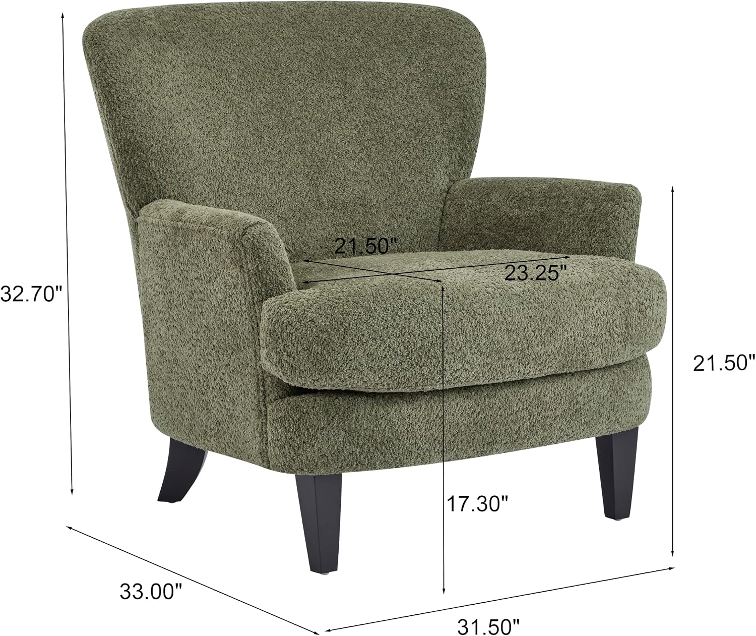 Olive Green Boucle Colby Club Chair