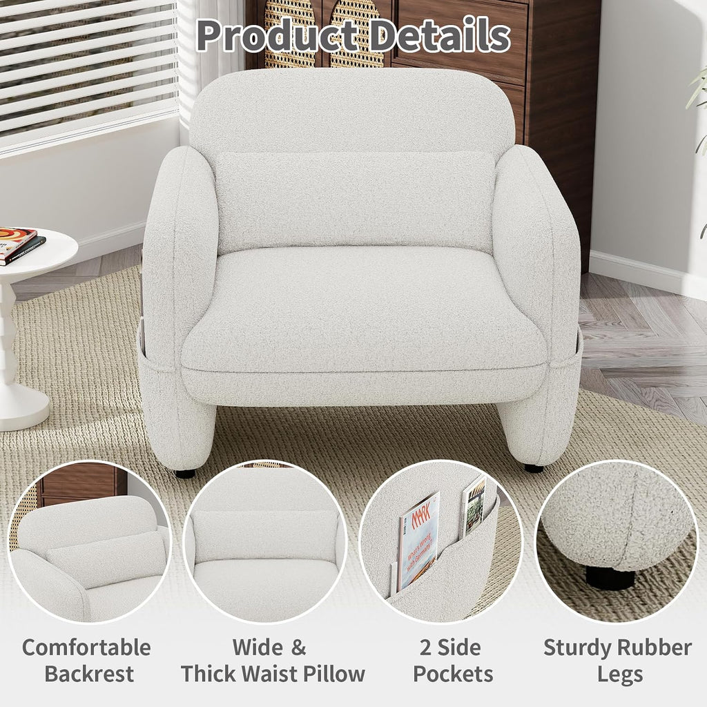 Beige Oversized Sherpa Accent Chair