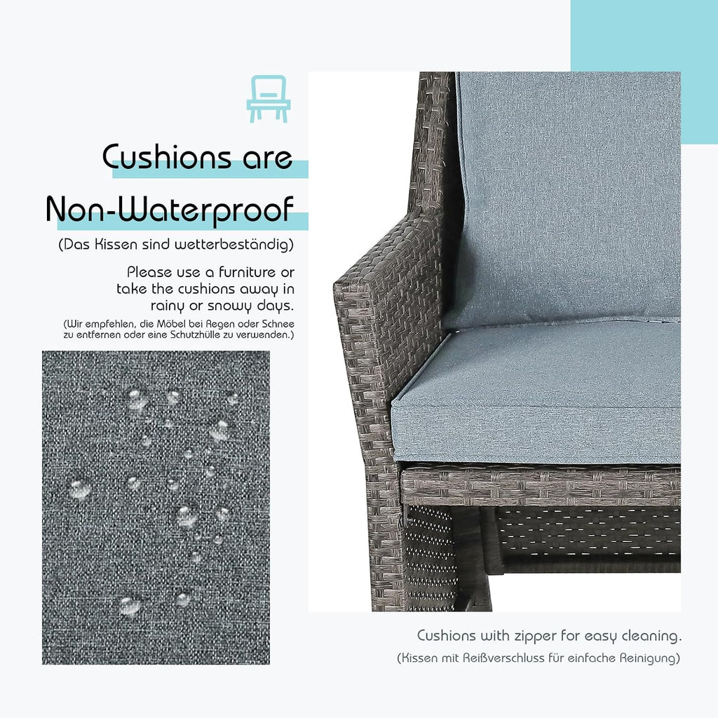 Grey Wicker Patio Loveseat Set