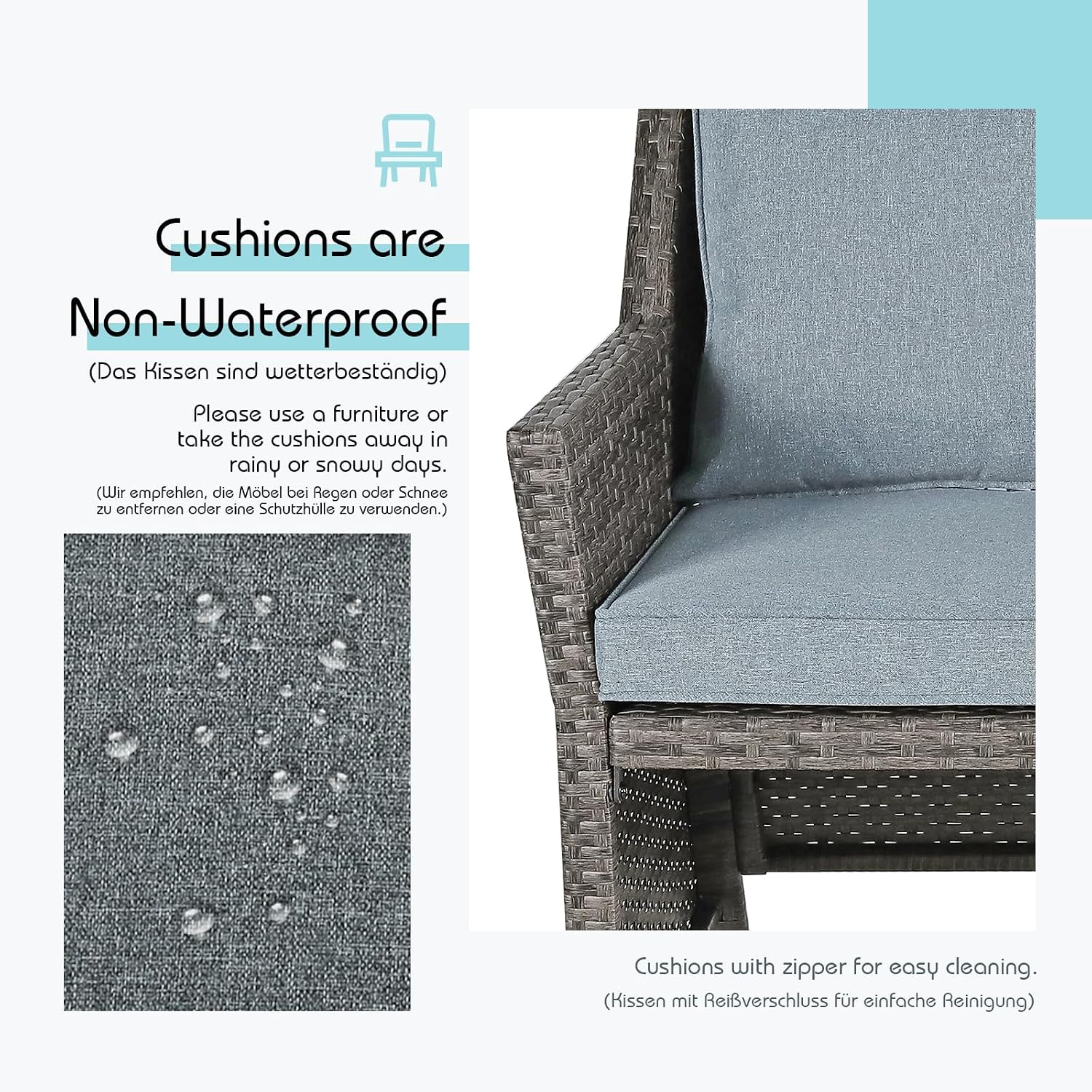 Grey Wicker Patio Loveseat Set