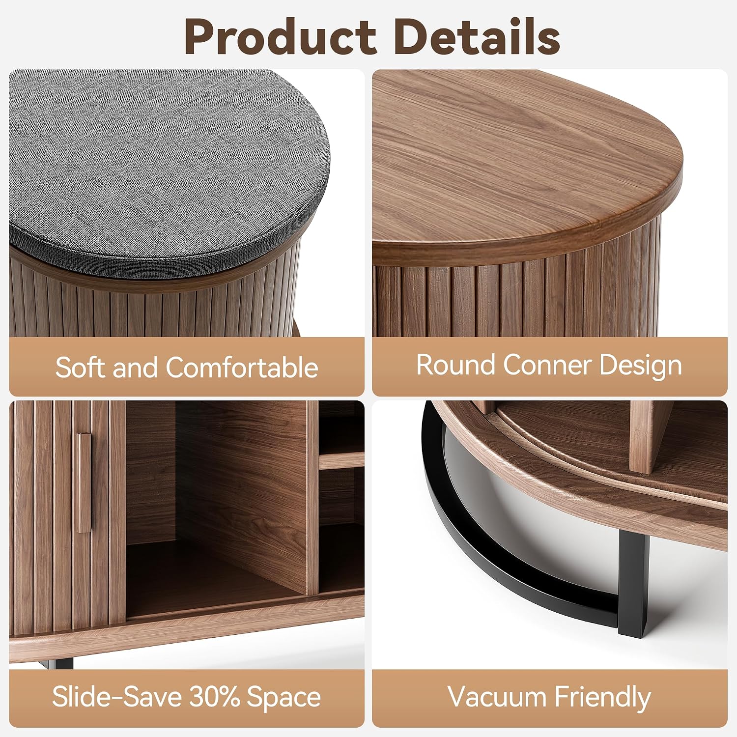 Walnut 47.2" Sliding Door Shoe Bench