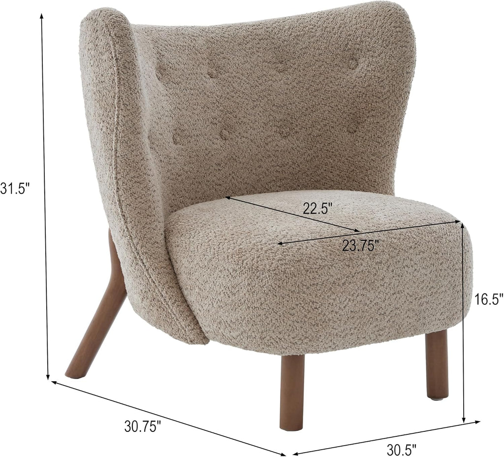 Brown Boucle Aurora Wingback Accent Chair