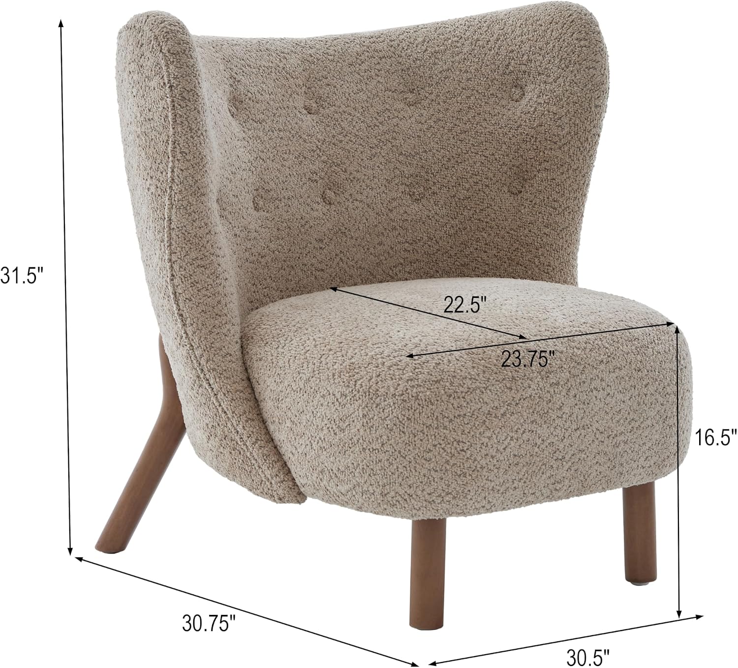 Brown Boucle Aurora Wingback Accent Chair