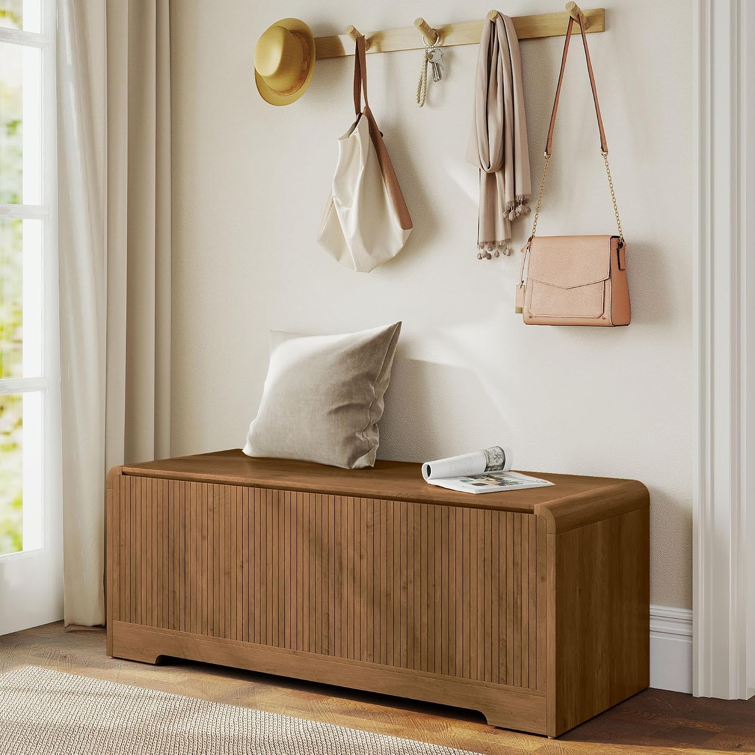 Walnut 47.2" Wooden Storage Chest
