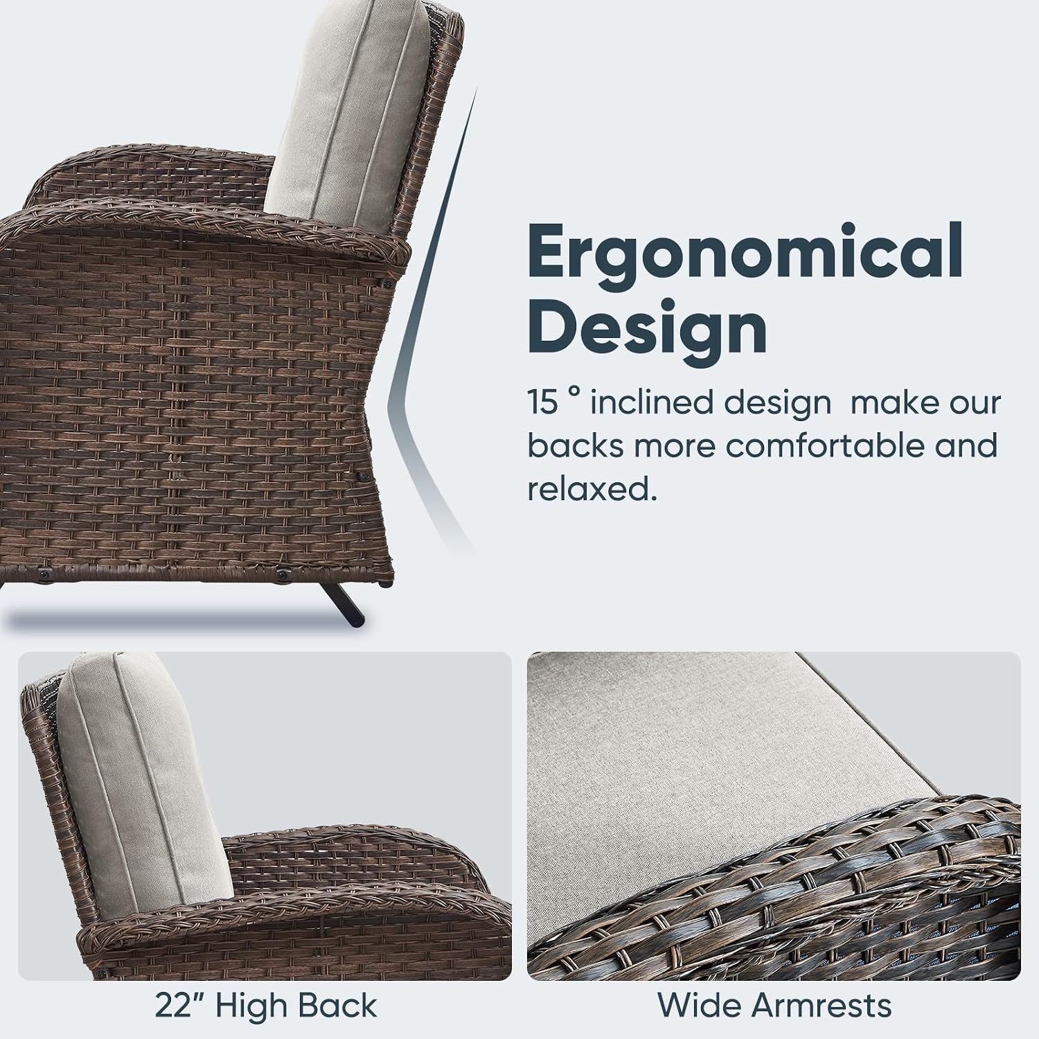 Brown Wicker Patio Glider Loveseat