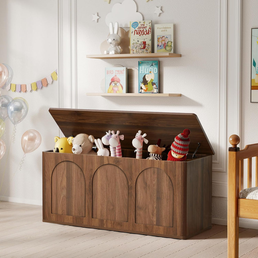 Walnut 43" Wood Storage Chest