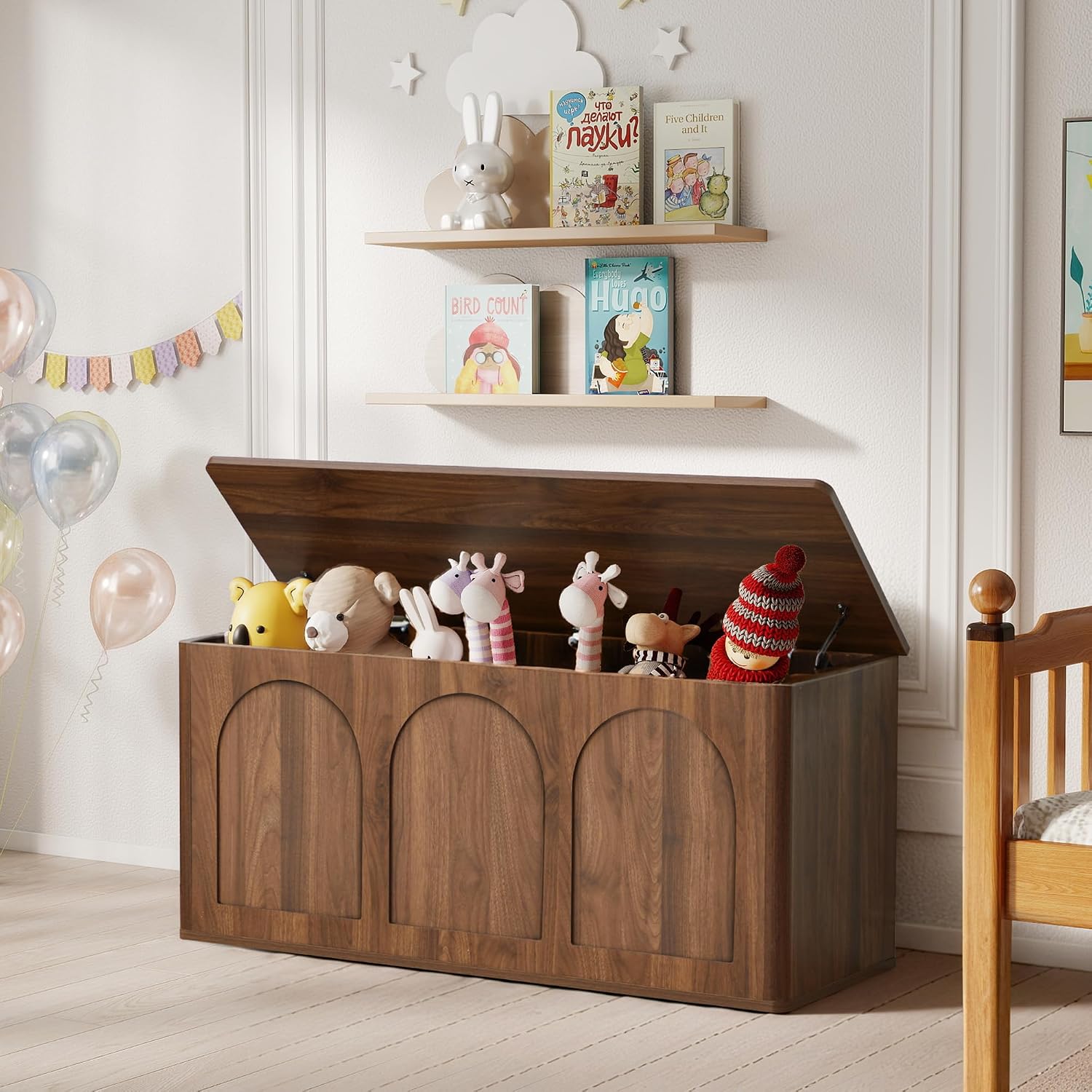 Walnut 43" Wood Storage Chest
