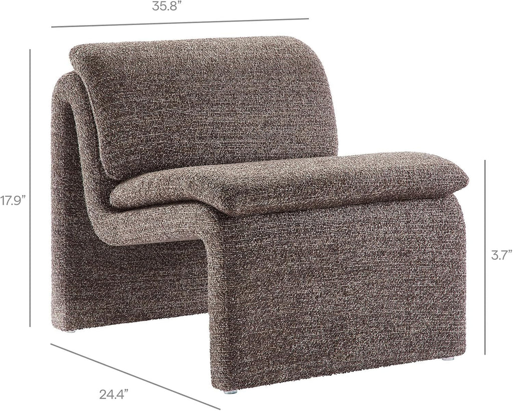 Antique Boucle Lume Curved Armless Lounge Chair