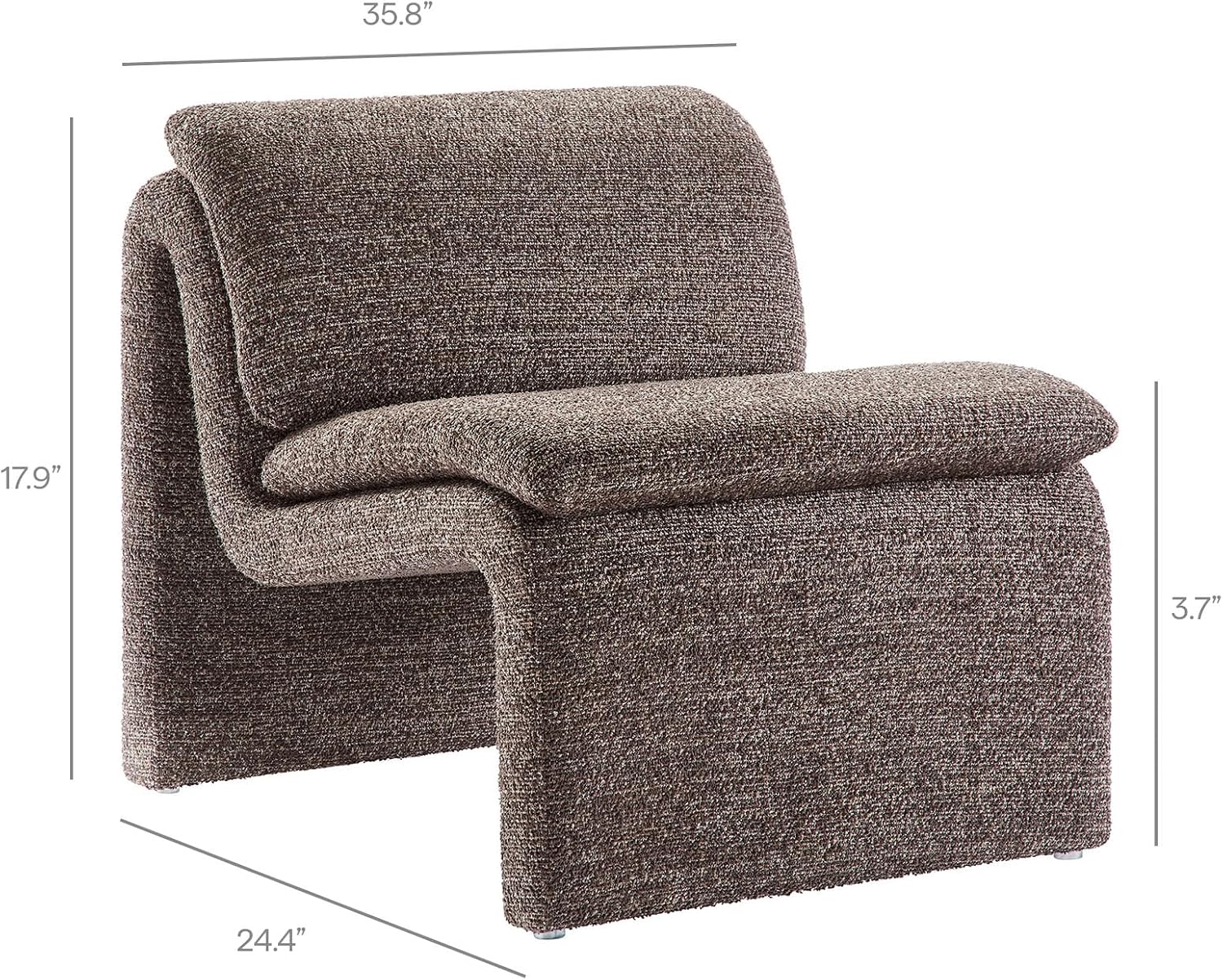 Antique Boucle Lume Curved Armless Lounge Chair