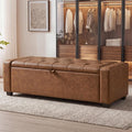 Coffee Brown Synthetic Leather Storage Ottoman Bench