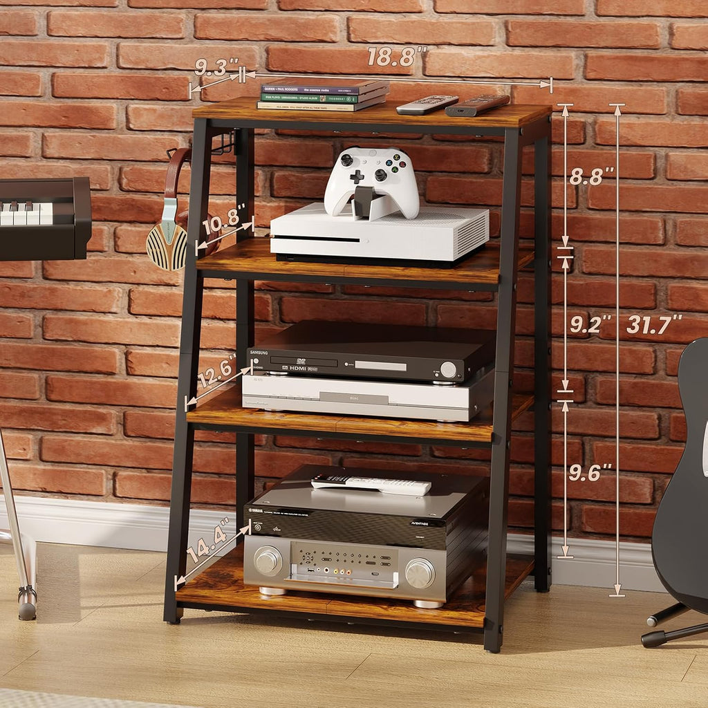 4-Tier Hook Design AV Media Stand