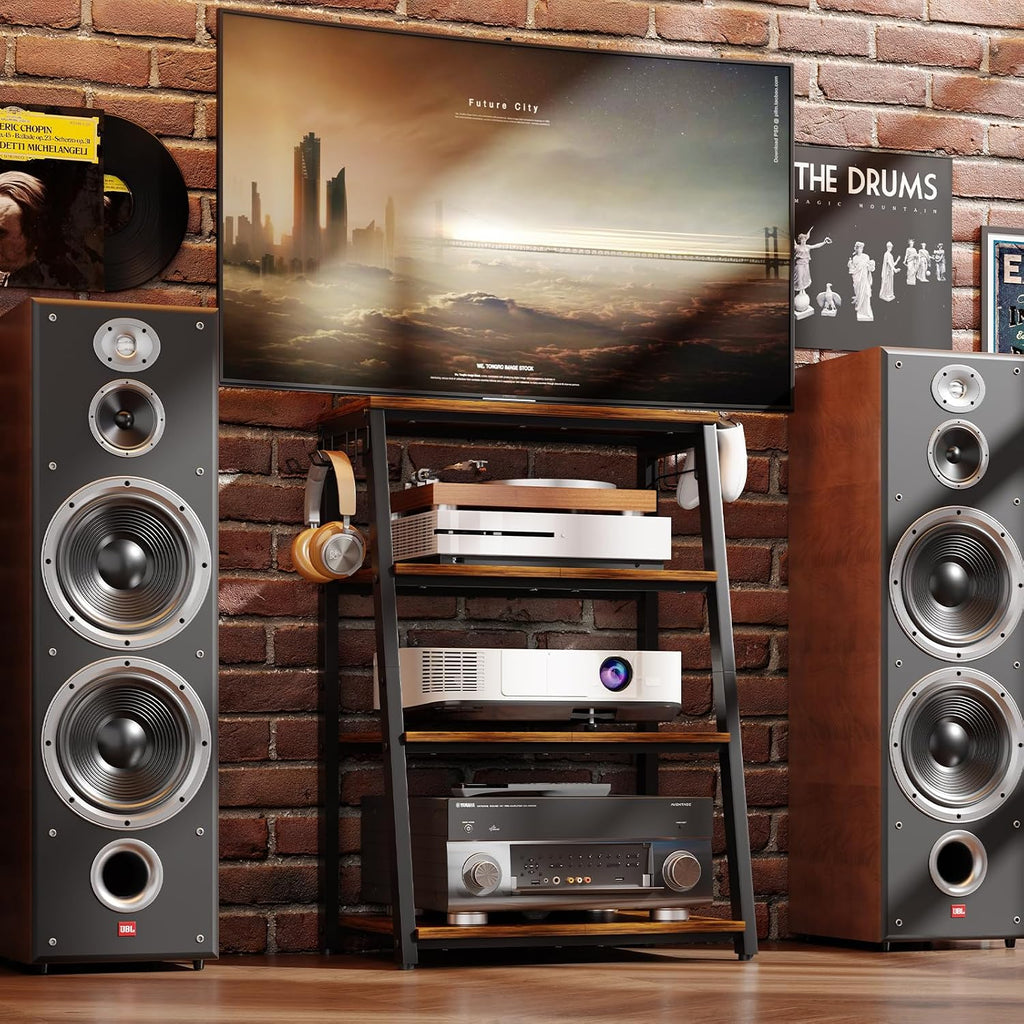 4-Tier Hook Design AV Media Stand