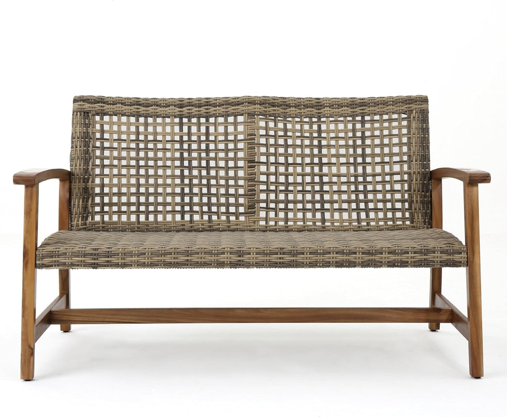 Hampton Wood Wicker Loveseat, Natural Grey