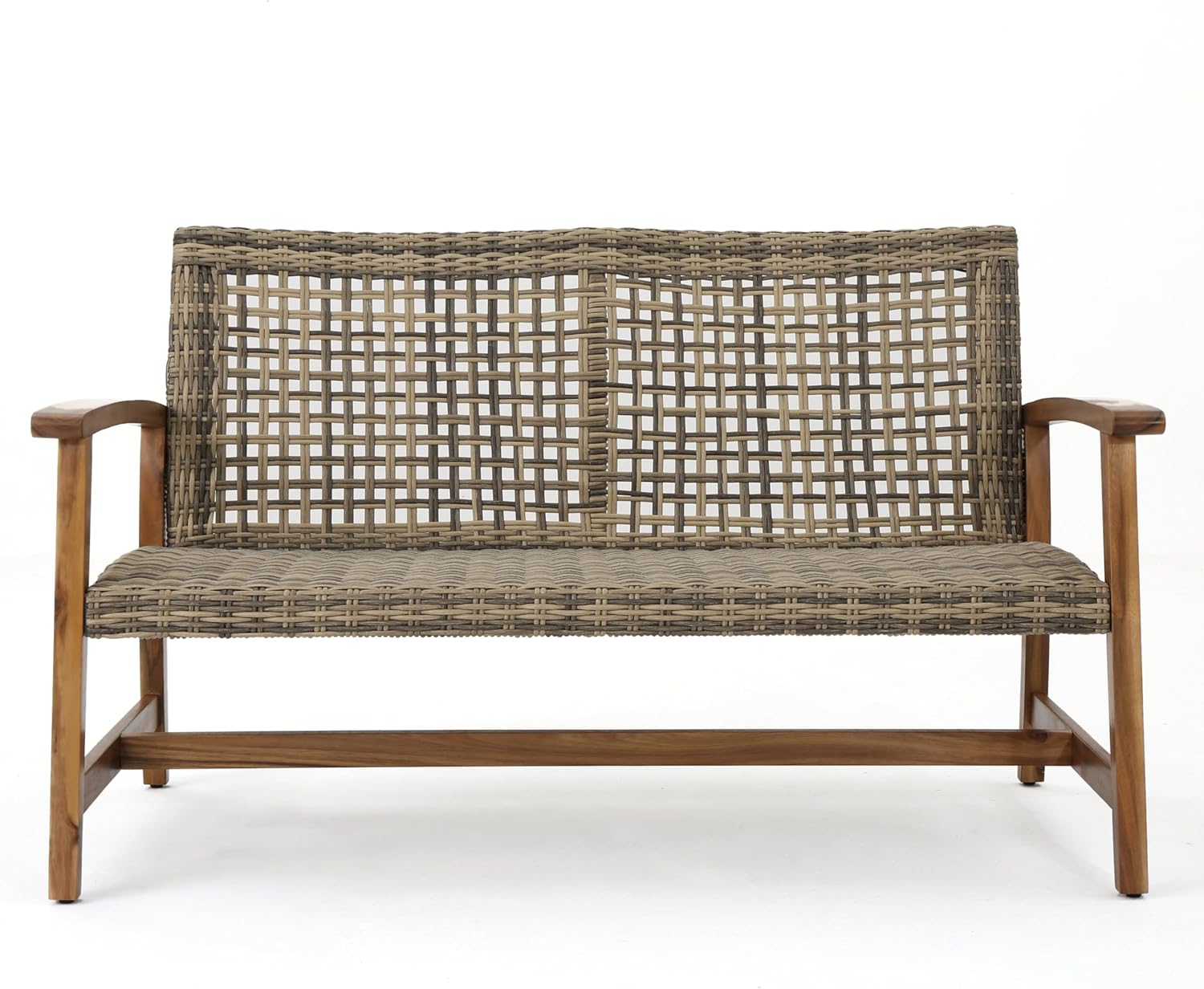 Hampton Wood Wicker Loveseat, Natural Grey