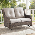 Brown Wicker Patio Loveseat Sofa