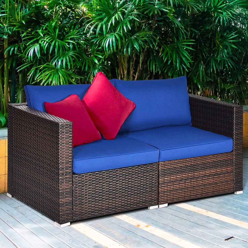 2-Piece Wicker Patio Loveseat