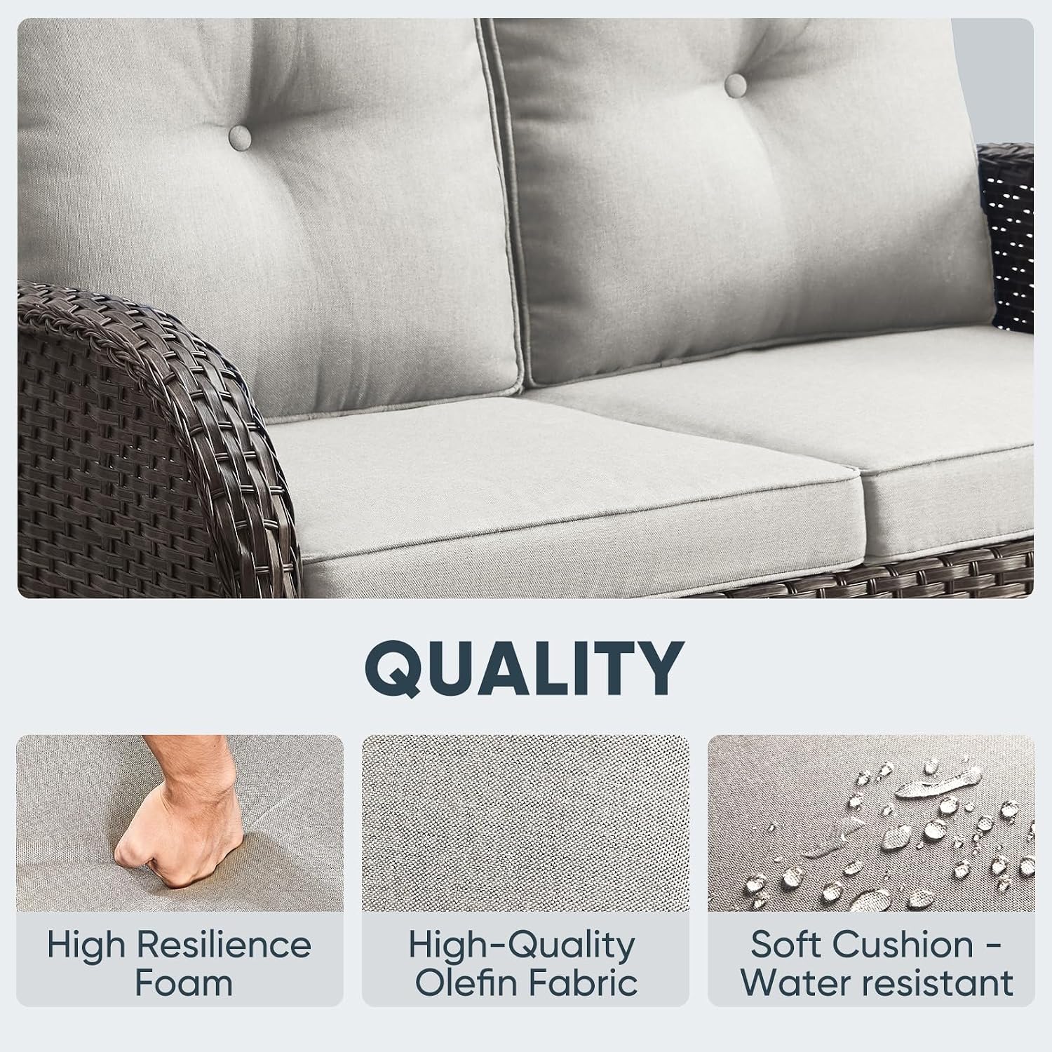 Brown Wicker Patio Glider Loveseat