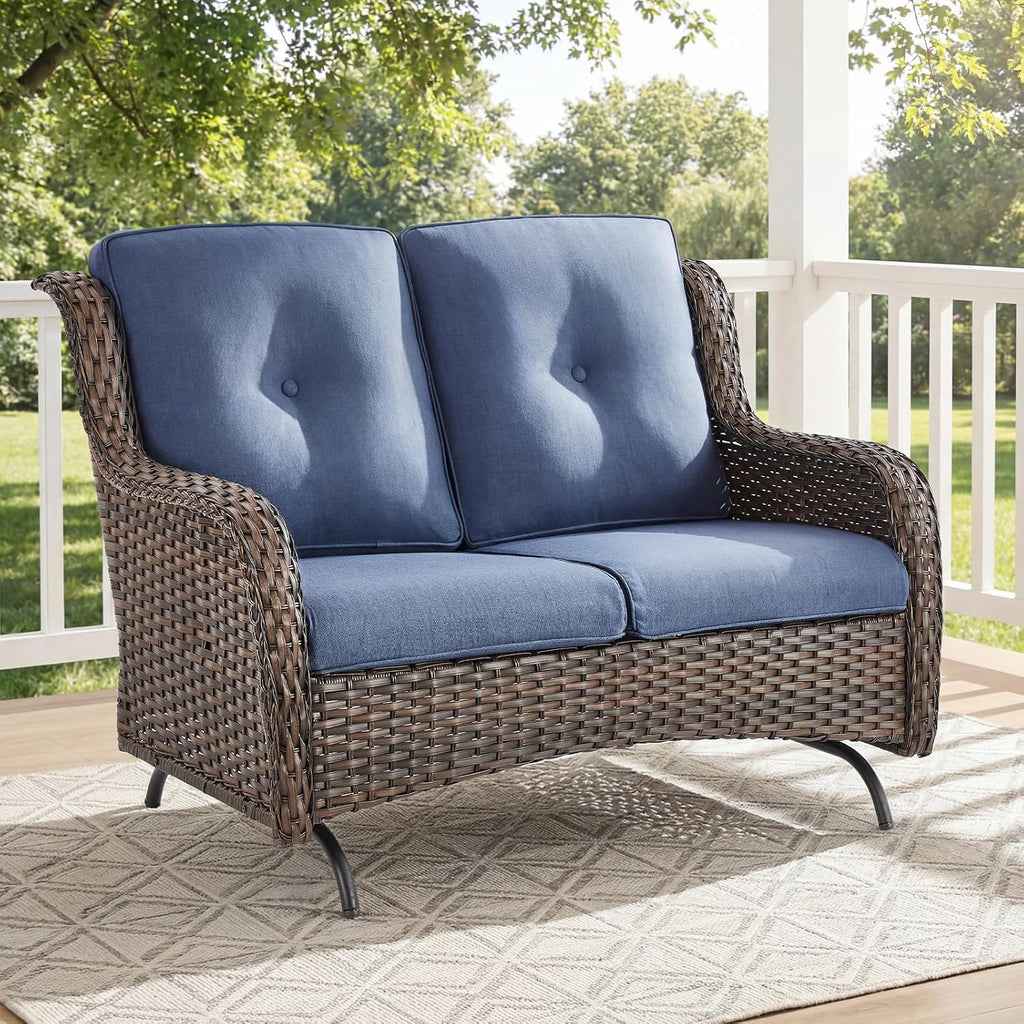 Brown Wicker Patio Loveseat