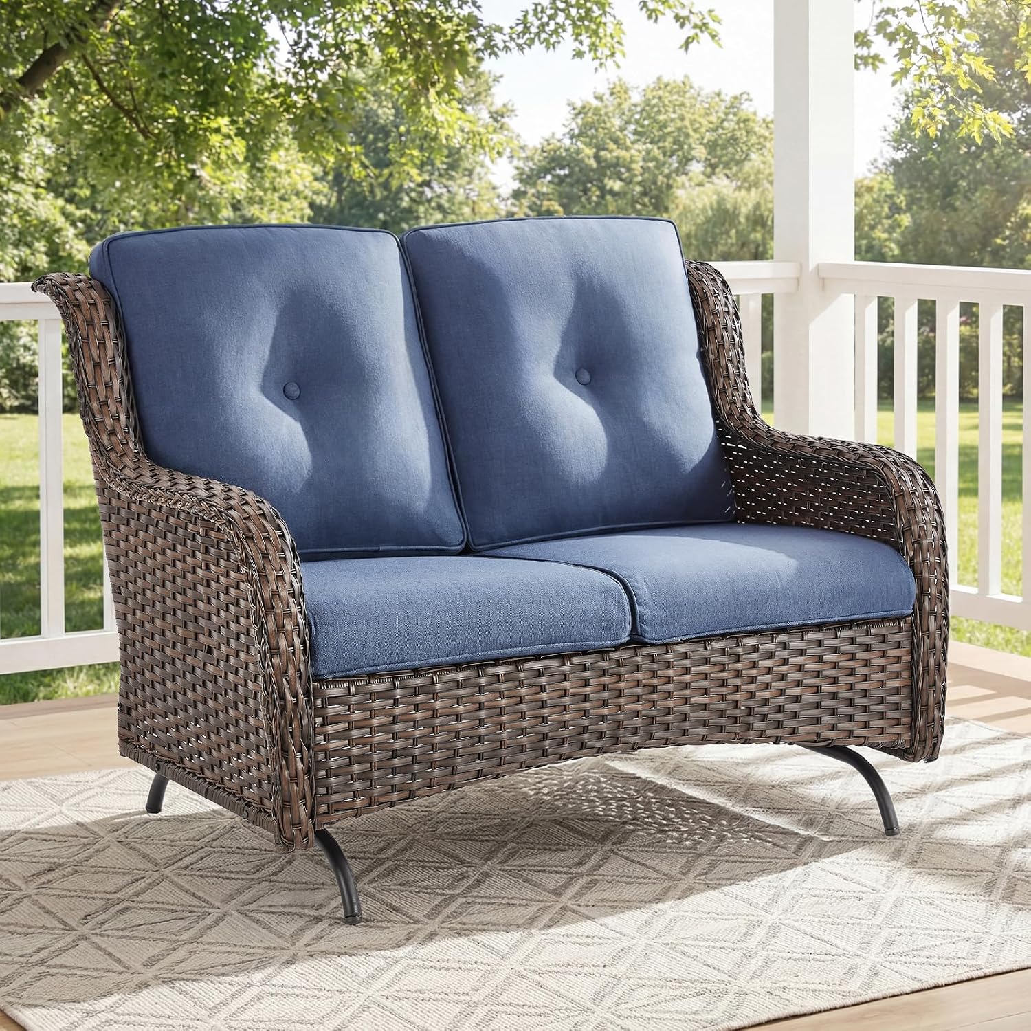 Brown Wicker Patio Loveseat