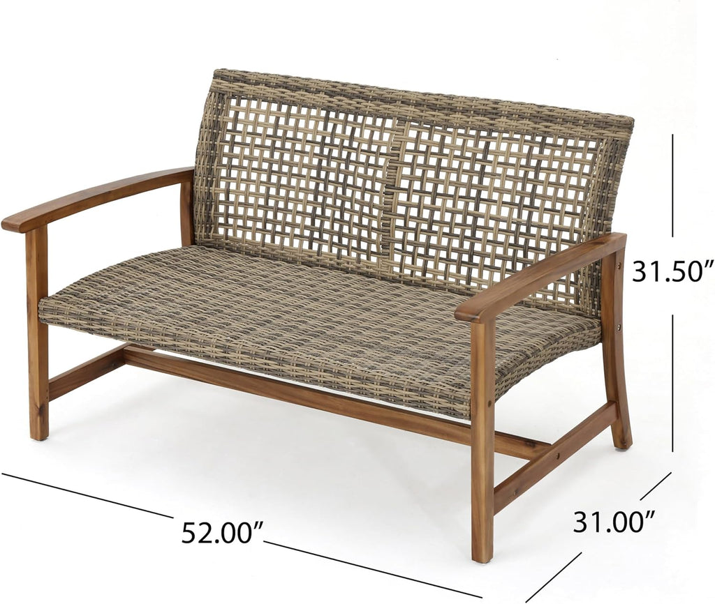 Hampton Wood Wicker Loveseat, Natural Grey