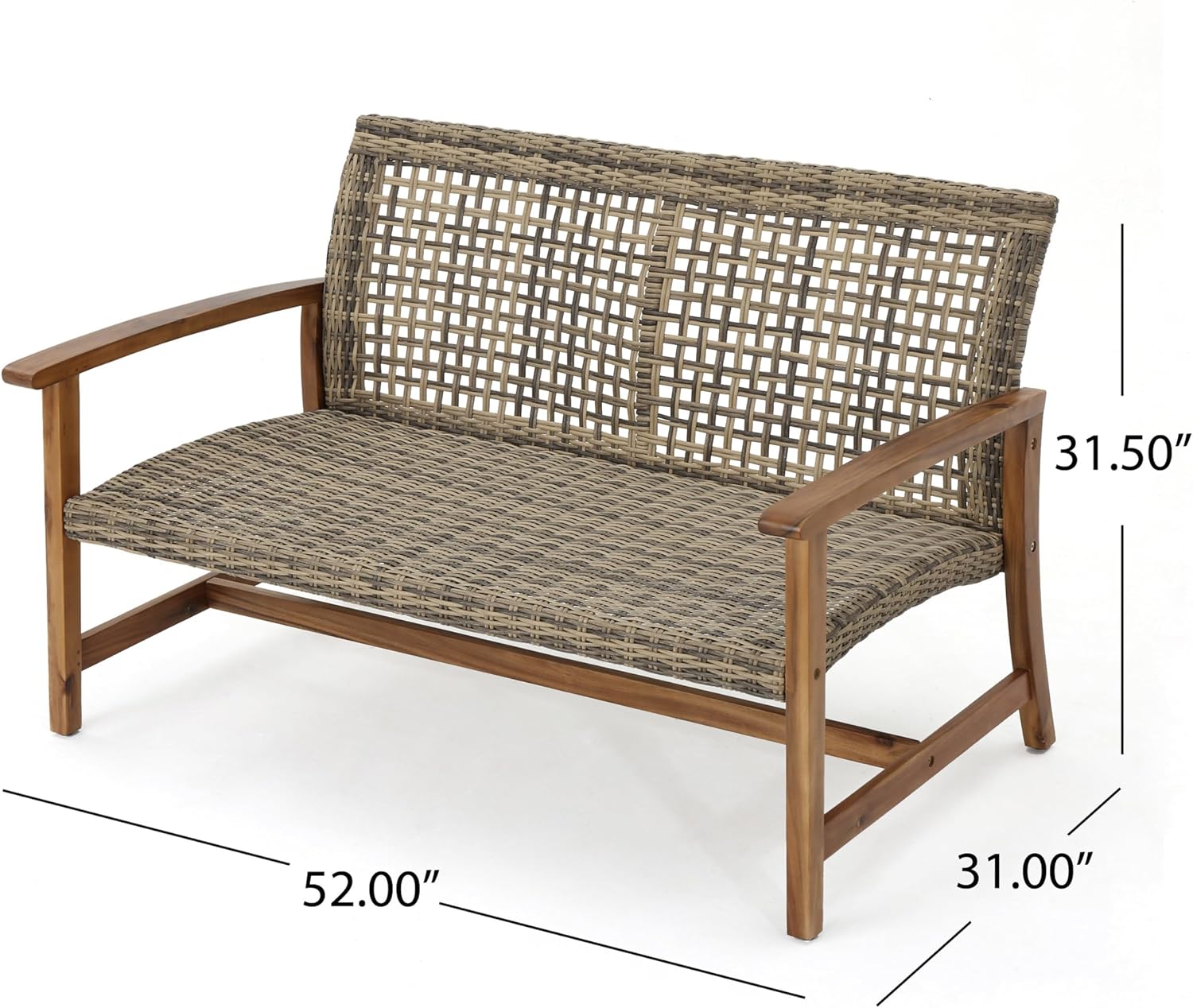Hampton Wood Wicker Loveseat, Natural Grey