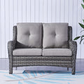 Heavy Duty Grey Wicker Patio Loveseat